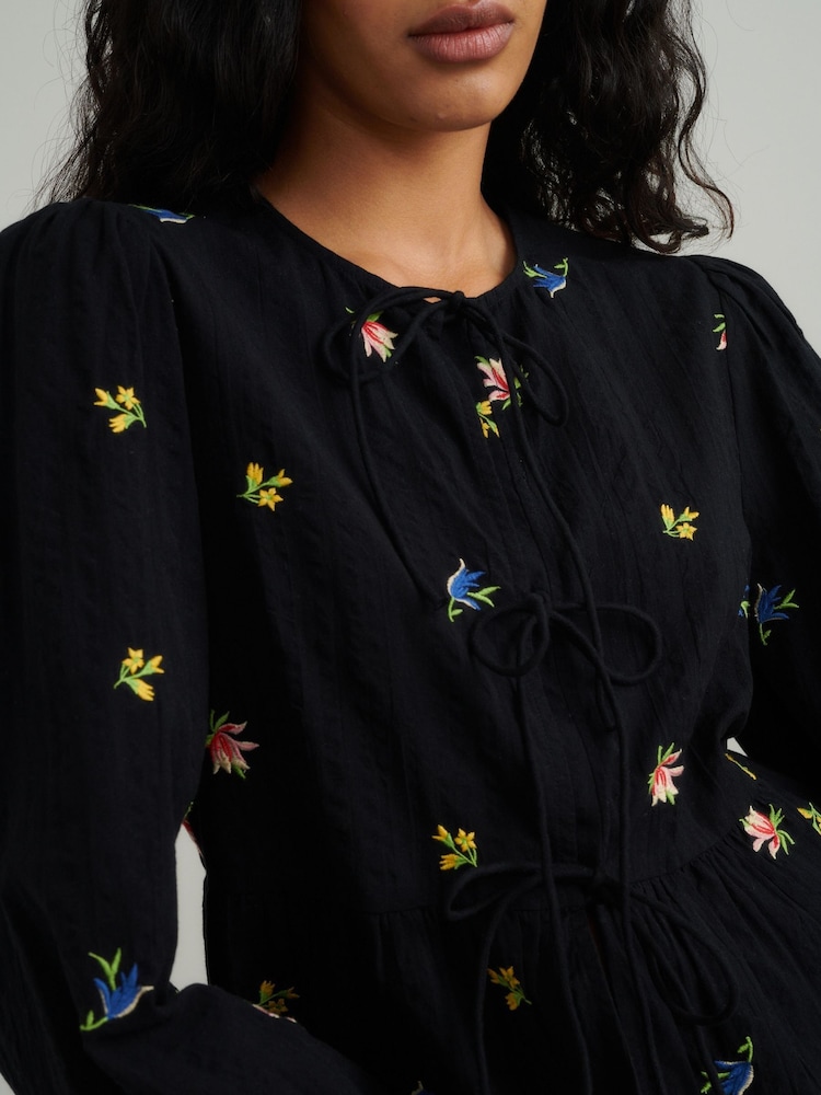Nobodys Child Black Bernice Tie Front Blouse - Image 4 of 5