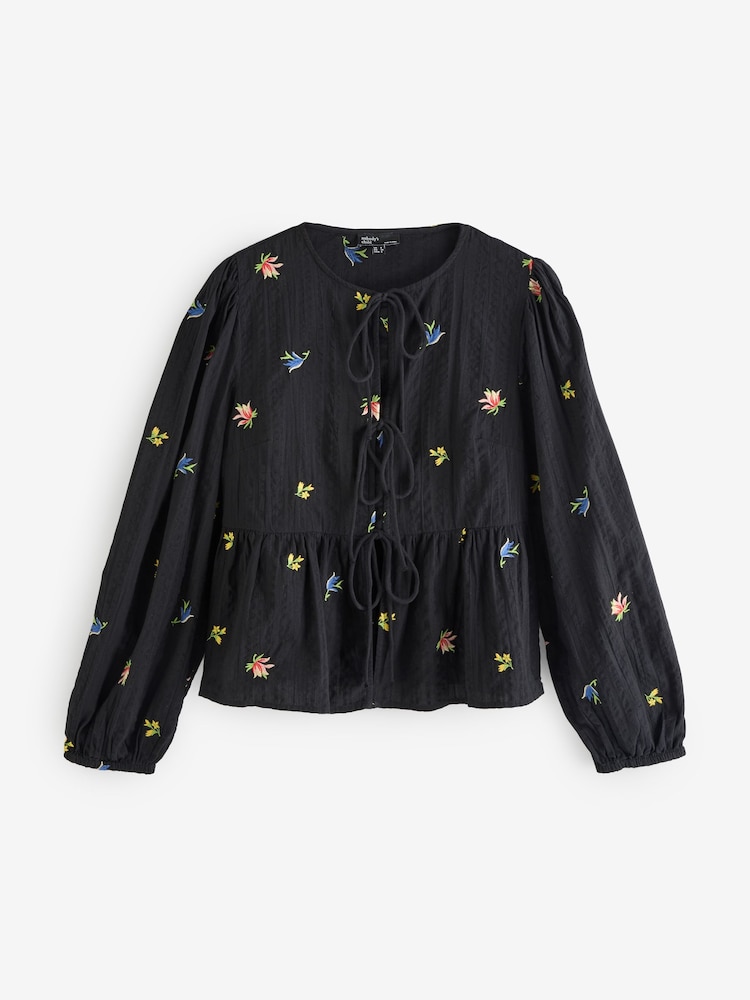 Nobodys Child Black Bernice Tie Front Blouse - Image 5 of 5