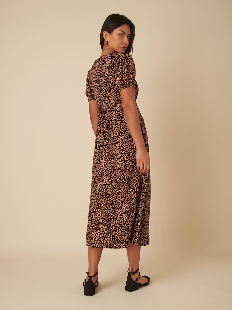Nobodys Child Brown Prarie Leopard Print Midi Dress - Image 2 of 5