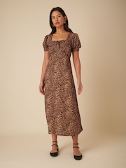 Nobodys Child Brown Prarie Leopard Print Midi Dress - Image 3 of 5