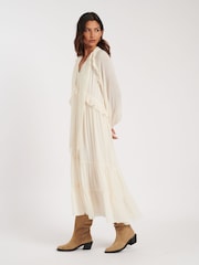 Nobodys Child Cream Boho Ruffle JoJo Midi Dress - Image 3 of 5