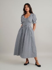 Nobodys Child Black Flossie Seersucker Gingham Midi Dress - Image 1 of 4