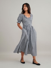 Nobodys Child Black Flossie Seersucker Gingham Midi Dress - Image 3 of 4