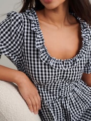 Nobodys Child Black Flossie Seersucker Gingham Midi Dress - Image 4 of 4