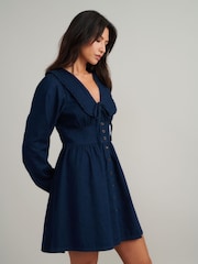 Nobodys Child Blue Dark Wash Denim Ottilie Mini Dress - Image 3 of 4