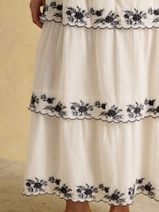 Joules Tiered Cream Midi Skirt - Image 5 of 9
