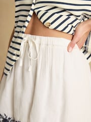 Joules Tiered Cream Midi Skirt - Image 7 of 9