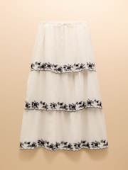 Joules Tiered Cream Midi Skirt - Image 9 of 9