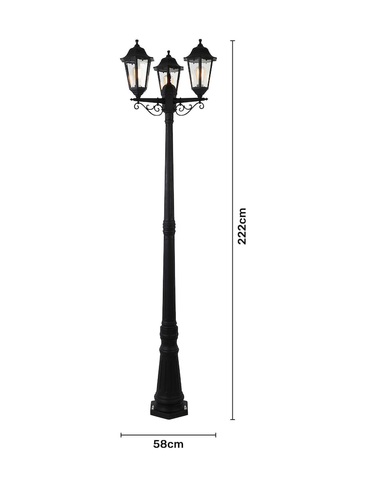 BHS Black Bianca 3 Head Post Outdoor Light - Image 7 of 7