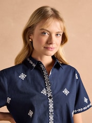 Joules Emilie Navy Embroidered Shirt - Image 6 of 9