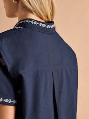 Joules Emilie Navy Embroidered Shirt - Image 8 of 9
