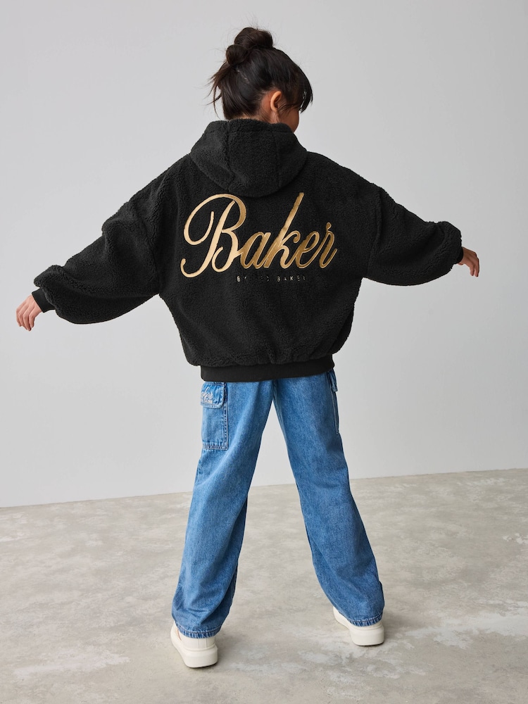 Baker by Ted Baker Back Embroidery Fleece Black Hoodie - Bild 2 von 11