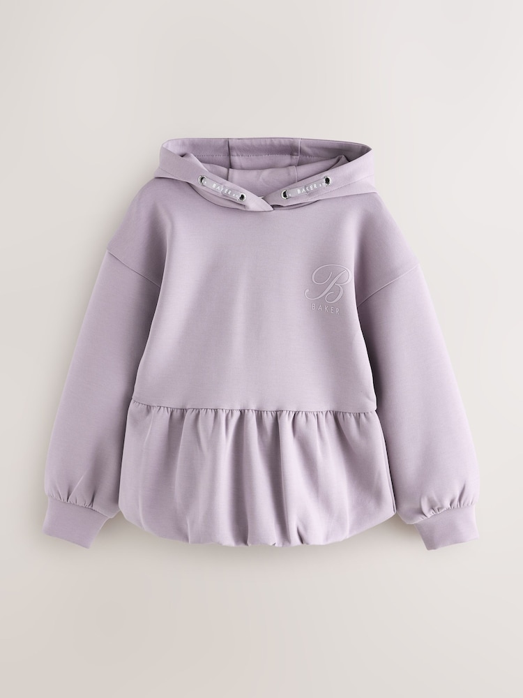 Baker by Ted Baker Lilac Purple Premium Bubble Hem Peplum Hoodie - Image 1 of 11