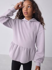 Baker by Ted Baker Lilac Purple Premium Bubble Hem Peplum Hoodie - Image 3 of 11