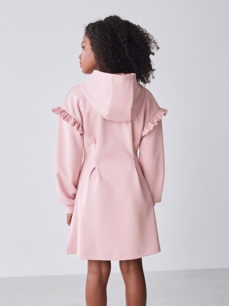 pink hooded dress Plus Size - Hooded Sweatshirt Dress - Velour Pink