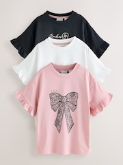 Baker by Ted Baker Frill Detail 100% Cotton T-Shirts 3 Pack - Image 1 of 8