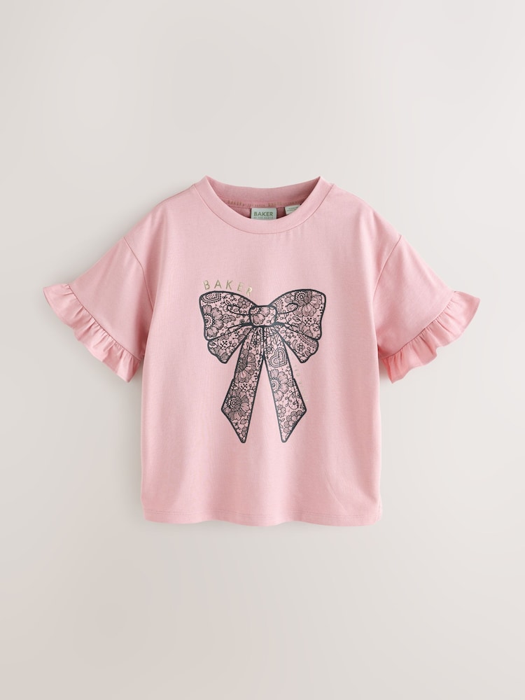 Baker by Ted Baker Frill Detail 100% Cotton T-Shirts 3 Pack - Image 2 of 8