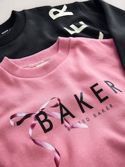 Baker by Ted Baker Pink/Black Crew Sweat Tops 2 Pack - Image 5 of 7
