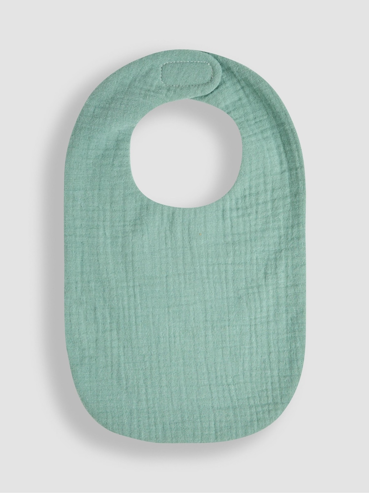 JoJo Maman Bébé Green Baby Muslin Frill Bib - Image 1 of 3