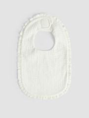 JoJo Maman Bébé White Baby Muslin Frill Bib - Image 1 of 3