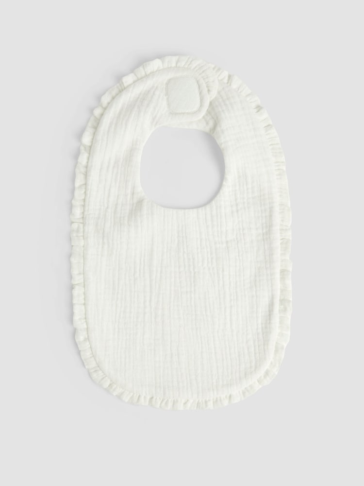 JoJo Maman Bébé White Baby Muslin Frill Bib - Image 1 of 3