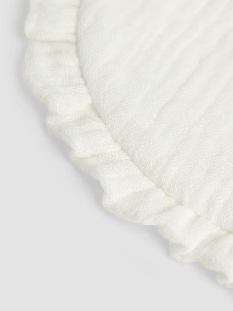 JoJo Maman Bébé White Baby Muslin Frill Bib - Image 2 of 3