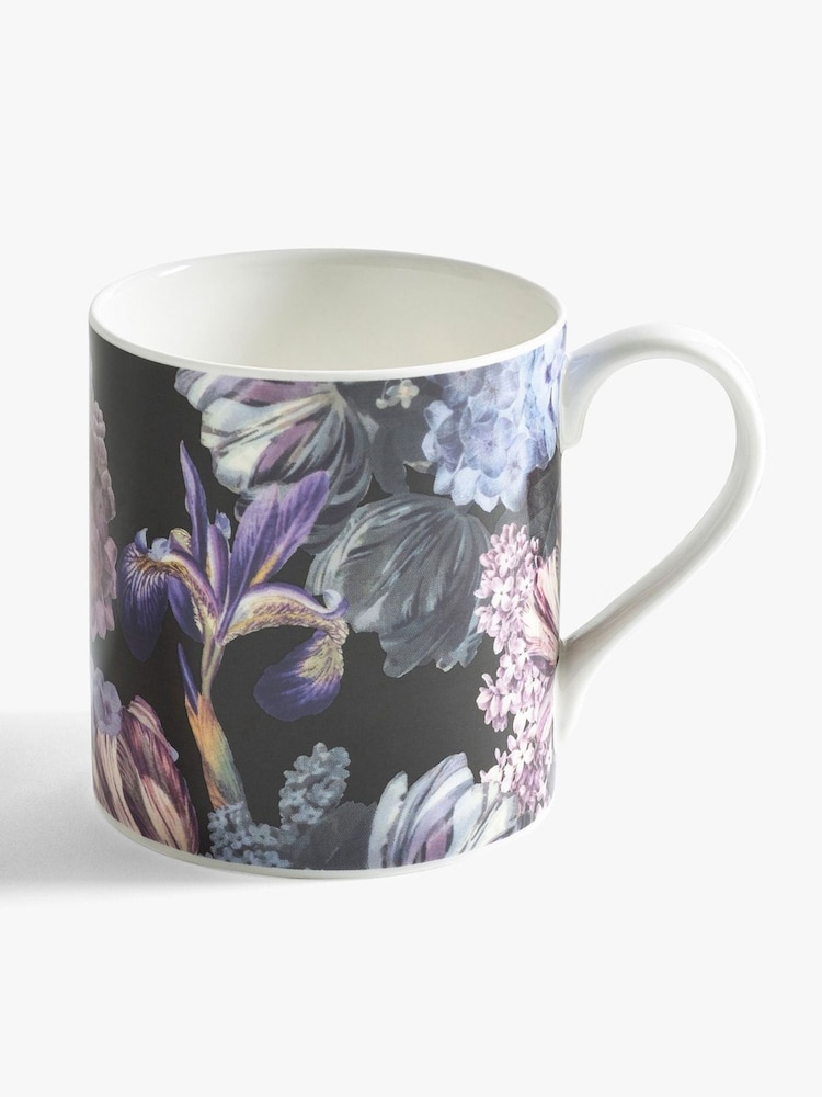 MM Living Set of 2 Black Julia Bone China Mugs - Image 1 of 1