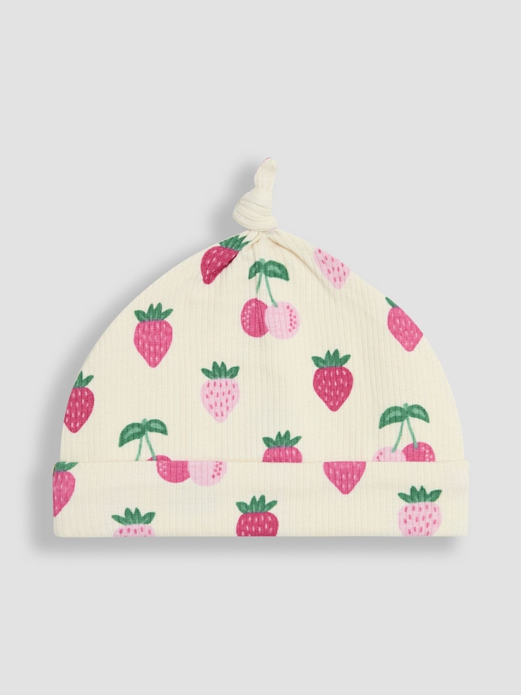 JoJo Maman Bébé Cream Cotton Print Baby Hat - Image 2 of 3 JoJo Maman Bébé Cream Cotton Print Baby Hat - Image 2 of 3