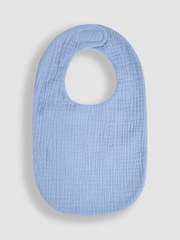JoJo Maman Bébé Blue Baby Muslin Frill Bib - Image 1 of 3