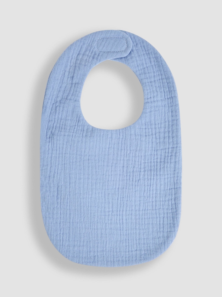 JoJo Maman Bébé Blue Baby Muslin Frill Bib - Image 1 of 3