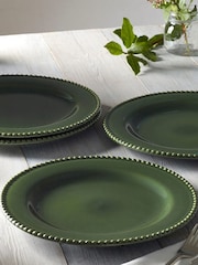 MM Living Set of 4 Green Bobble Dinner Plates - Image 1 of 2