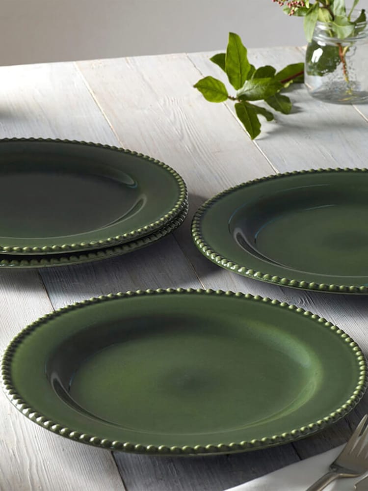 MM Living Set of 4 Green Bobble Dinner Plates - Image 1 of 2
