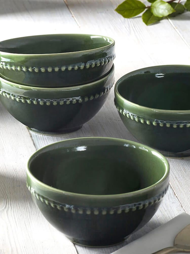 MM Living Set of 4 Green Bobble Cereal Bowls - Image 1 of 2