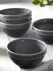 MM Living Set of 4 Grey Bobble Cereal Bowls - Image 1 of 3
