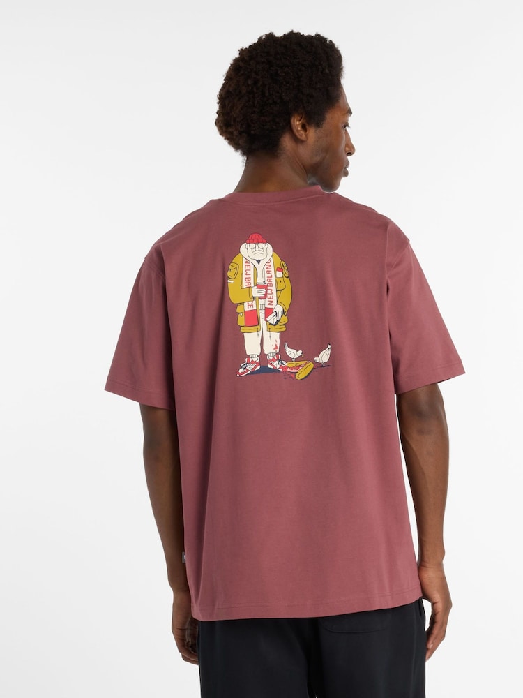 New Balance Burgundy Red Mens Spectator Back Print T-Shirt - Image 2 of 5