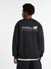 Schwarz - New Balance Mens Linear Heritage Graphic Print Backprint Sweatshirt - Bild 3 von 7