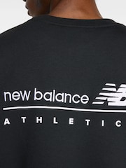 Schwarz - New Balance Mens Linear Heritage Graphic Print Backprint Sweatshirt - Bild 5 von 7