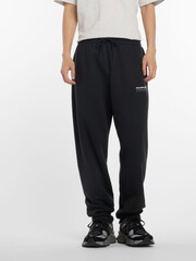 New Balance Black Mens Linear Heritage Graphic Print Fleece Joggers - Image 1 of 7