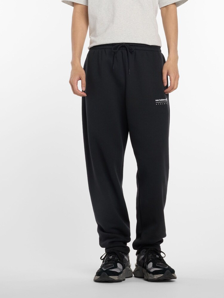 New Balance Black Mens Linear Heritage Graphic Print Fleece Joggers - Image 1 of 7