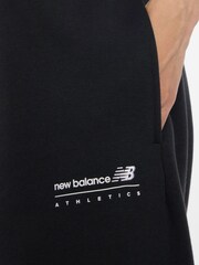New Balance Black Mens Linear Heritage Graphic Print Fleece Joggers - Image 3 of 7