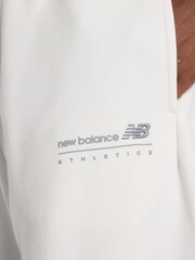 New Balance Grey Mens Linear Heritage Graphic Print Fleece Joggers - Image 8 of 8