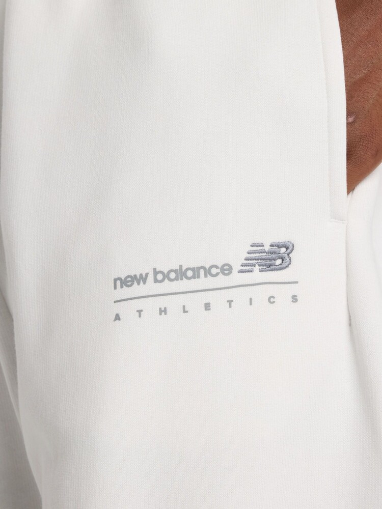New Balance Grey Mens Linear Heritage Graphic Print Fleece Joggers - Image 8 of 8