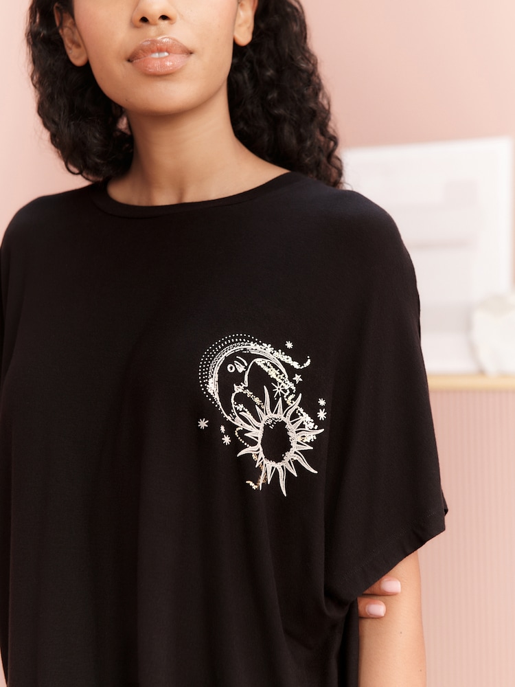 Bath & Body Works Black Celestial Legging 100% Cottton Set and T-Shirt Pyjama Set - Image 5 of 5 Bath & Body Works Black Celestial Legging 100% Cottton Set and T-Shirt Pyjama Set - Image 5 of 5