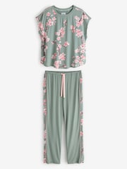 Bath & Body Works Green Cherry Blossom Short Sleeve Pyjamas - Image 1 of 7