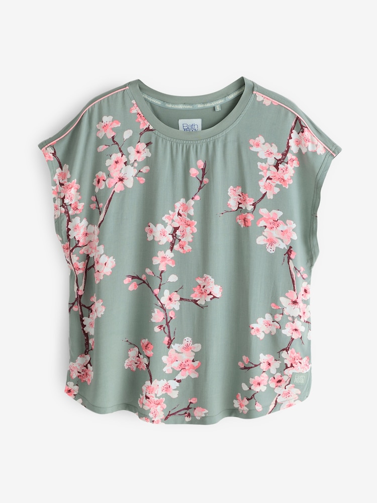 Bath & Body Works Green Cherry Blossom Short Sleeve Pyjamas - Image 2 of 7