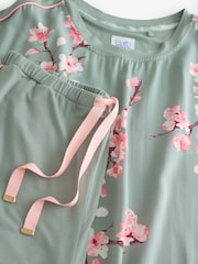 Bath & Body Works Green Cherry Blossom Short Sleeve Pyjamas - Image 5 of 7