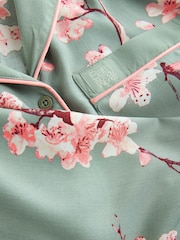 Bath & Body Works Green Cherry Blossom Button Through Pyjama Set - Image 10 of 12