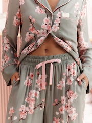 Bath & Body Works Green Cherry Blossom Button Through Pyjama Set - Image 6 of 12