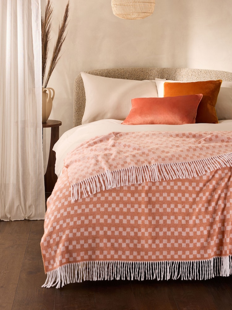 Orange Woven Geo Throw - Image 1 of 5 Orange Woven Geo Throw - Image 1 of 5