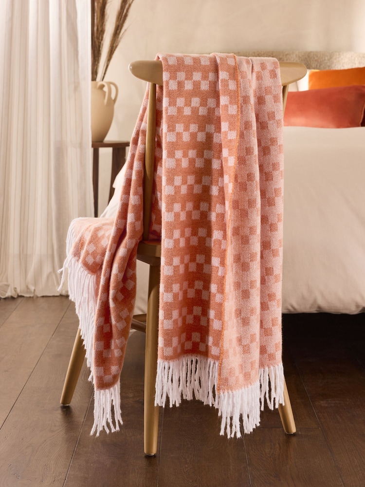 Orange Woven Geo Throw - Image 2 of 5 Orange Woven Geo Throw - Image 2 of 5